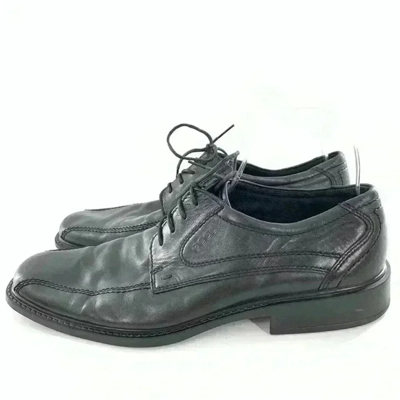 Ecco mens oxfords size 44 black leather lace up square toe - Picture 4 of 12